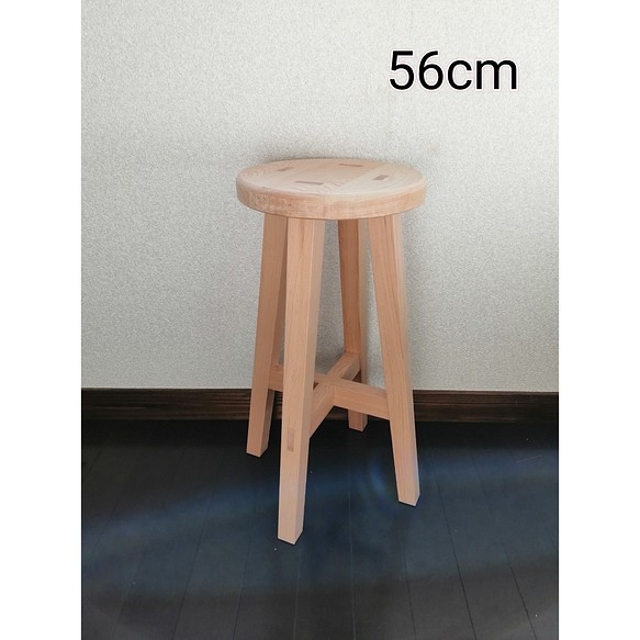 木製スツール　３脚セット　高さ52cm　丸椅子　stool