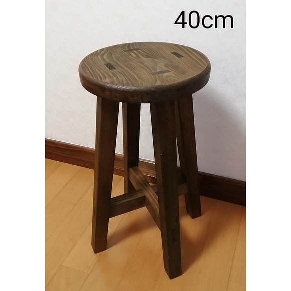 木製スツール　高さ40cm　丸椅子　stool 　猫犬