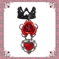 Heart Crown Crown Rose 薔薇玫紅色 紅色 單隻耳朵 耳套 耳夾配件 第1張的照片
