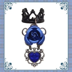 心形皇冠皇冠薔薇薔薇玫藍藍色單耳耳套耳夾配飾 第1張的照片