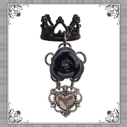 Heart Crown Crown Rose 薔薇薔薇 黑色 黑色 單隻耳朵 耳套 耳夾 飾品 第1張的照片