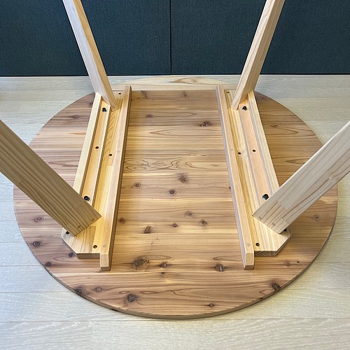 送料無料】 テーブル 丸形 90cm 杉 木製組立脚 ダイニングテーブル