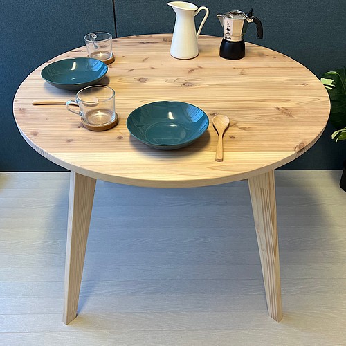 送料無料】 テーブル 丸形 90cm 杉 木製組立脚 ダイニングテーブル