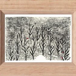 小さな額絵・冬の木立／２８９ 1枚目の画像