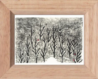 小さな額絵・冬の木立／２８９ 1枚目の画像