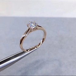 【0.5カラット】輝くモアサナイト ダイヤモンド リング k18PG 指輪 ...