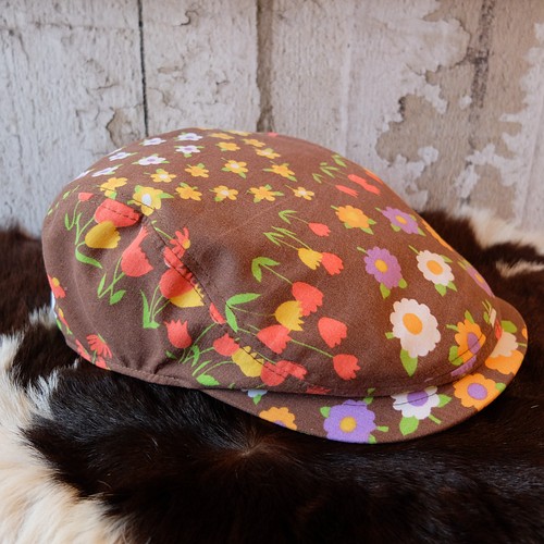 小さな花柄(茶)ハンチング(small flower pattern(brown) hunting cap
