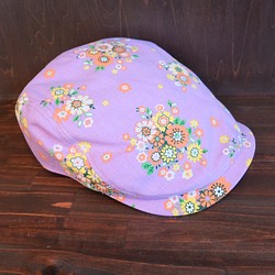 小さな花束柄(紫)ハンチング(small bouquet pattern(purple) hunting cap) 1枚目の画像