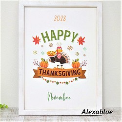 １１月　Thanksgiving Day　アメリカンインテリアポスター 1枚目の画像