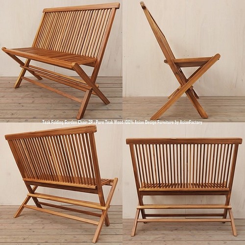 チーク無垢材 折りたたみガーデンチェア アジアン家具 椅子 木製いす 