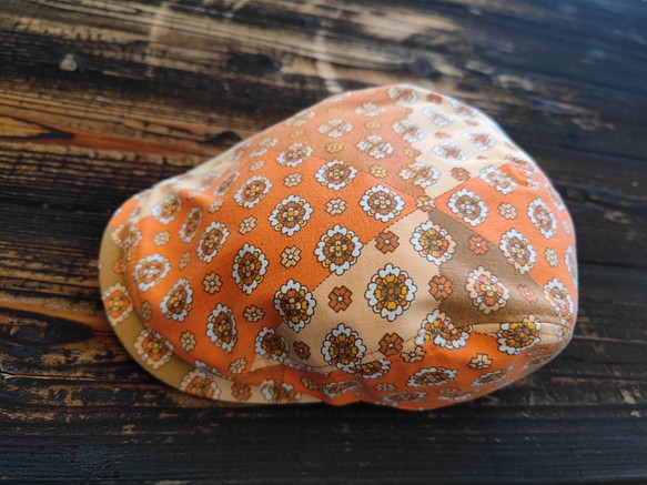 小花柄(オレンジ)ハンチング(small flower pattern(orange) hunting cap) 1枚目の画像