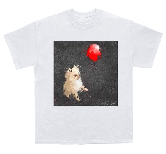 絵画風　アニマル　Tシャツ　「犬と風船」　 1枚目の画像