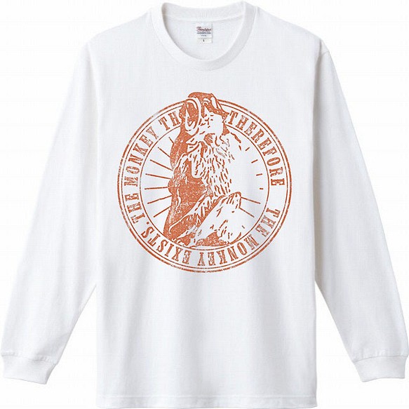 ヴィンテージ風　アニマルロゴ　ロングTシャツ「さるT」　 1枚目の画像