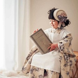 【コサージュトーク帽(クリーム)】成人式 七五三 髪飾り 着物 ヘッドドレス　キッズ　誕生日