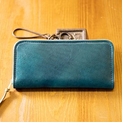 （一点物）がばっと開いて小銭の見やすい長財布【ジビエレザー鹿革】 1枚目の画像
