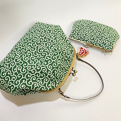 イベントでの必需品のがま口バッグ（財布）：緑唐草セット 1枚目の画像