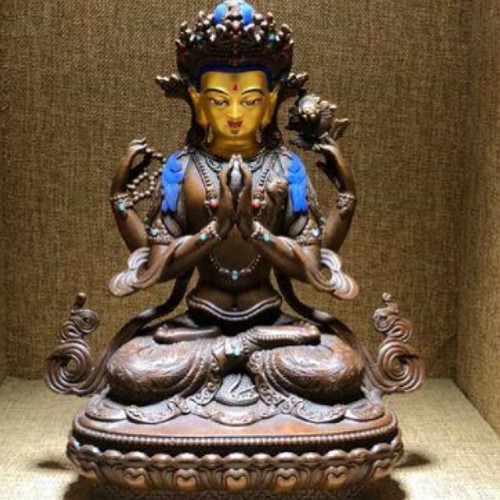木彫り 財神 仏像 黄財神座像 彫刻 仏教工芸品 柘植材 仏師で仕上げ-