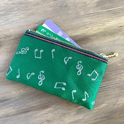 畳縁　硬幣錢包　名片夾　音符　綠色和白色　日式 第1張的照片