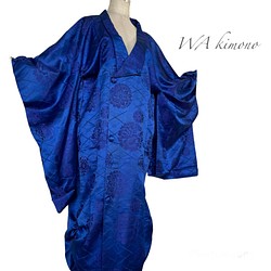 "裾袖クシュ" 道行  和コート 袖長 着物リメイク 卒業式 入学式 衣装 和装 フォーマル 青（50105） 1枚目の画像