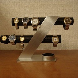 バレンタインデー　腕時計スタンド　名入れ　刻印　ブラック6～8本掛けデザイン腕時計スタンド 1枚目の画像