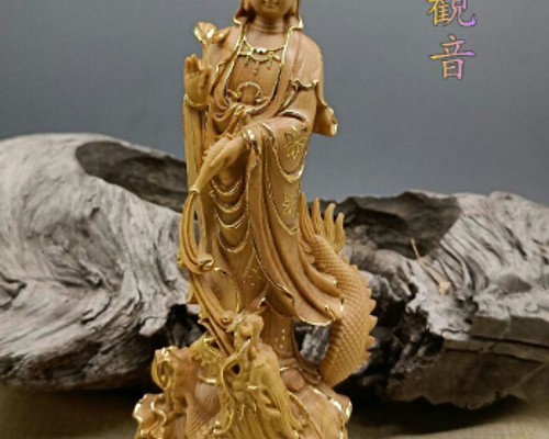 御竜観音 木工細工 仏教美術品 切金 置物 木彫仏像 貴重古美術