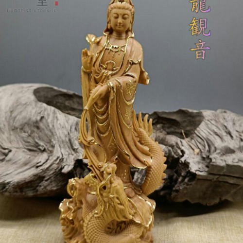 超絶技巧！！木彫仏像 慈母觀音像 立像 ハンドメイド清刀彫刻 仏教美術 