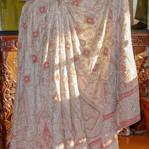 インド製ロイヤルファミリー 結婚式 パーティー 刺繍 ショール約216x107cm