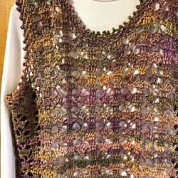 かぎ針編みベスト 1点もの ハンドメイドセーター - ニット/セーター