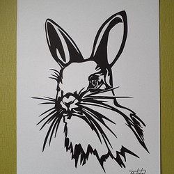 切り絵アート　ウサギ 1枚目の画像