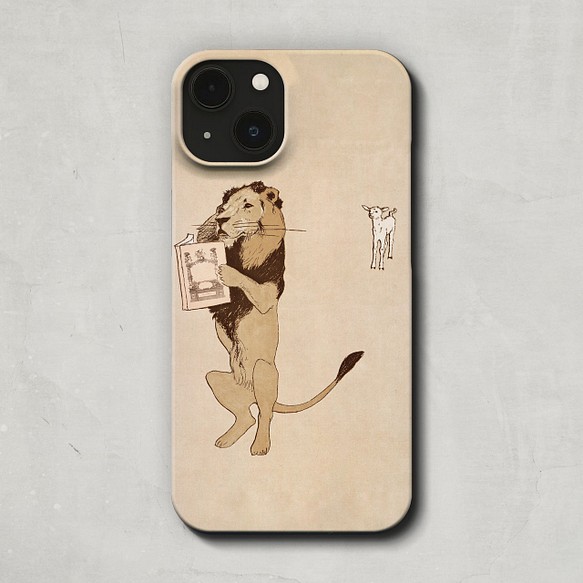 スマホケース / エドワード ペンフィールド「ライオン と 本」 iPhone 全機種対応 ヤギ ポップ アート 1枚目の画像