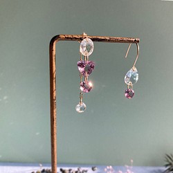 Prana gem drops ✴︎滴る宝石のしずく✴︎ローズアメジスト✴︎スイスブルートパーズ✴︎アクアマリン 1枚目の画像