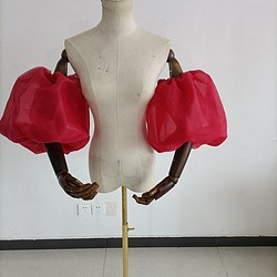 大人気上昇 取り外し袖 赤 ショルダーの付け袖 パフスリーブ オーダー可能 1枚目の画像