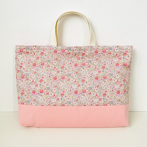 即納可能】淡い花柄×ピンクの入園入学グッズ5点セット レッスンバッグ 