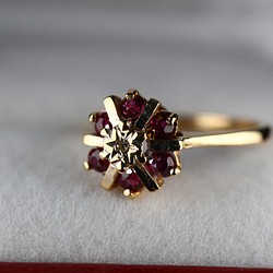 レディース リング 宝石 ジュエリー ゴールド イギリス 指輪 英国 ルビー ビンテージ 375 鑑定付 J49 1枚目の画像