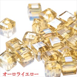 立方體玻璃珠 4.5mm 30顆 ★AB黃/黃色 ★Square square cut beads (garascutc5) 第1張的照片