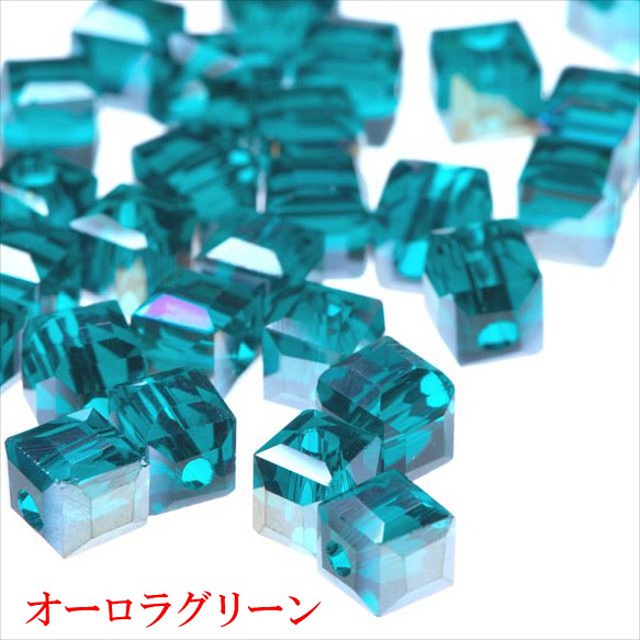 立方體玻璃珠 4.5mm 30顆 ★AB green/green ★Square square cut beads (garas 第1張的照片