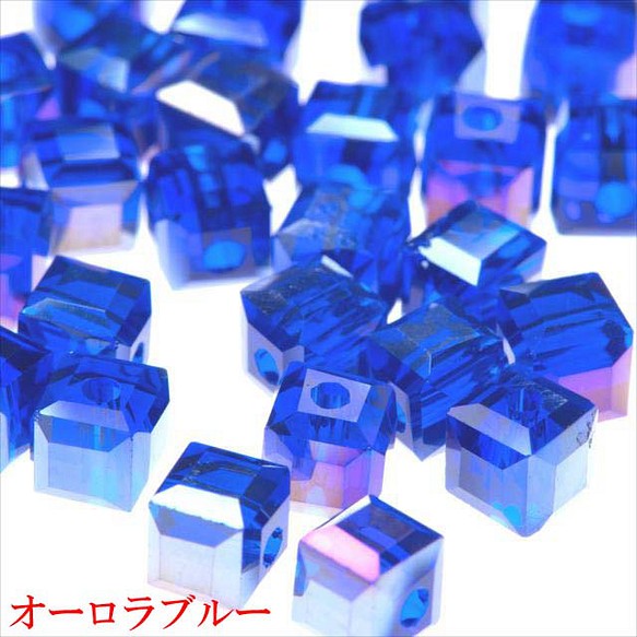 立方體玻璃珠 4.5mm 30顆 ★AB blue/blue ★Square square cut beads (garascu 第1張的照片