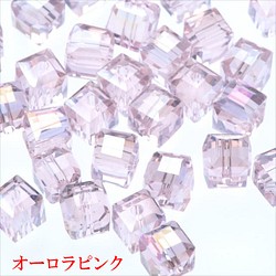 立方體玻璃珠 6mm 30顆 ★AB粉色 ★Square square cut beads (garascutc6) 第1張的照片