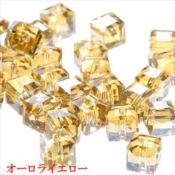 立方體玻璃珠6mm 30粒★AB黃/黃★Square square cut beads (garascutc6) 第1張的照片