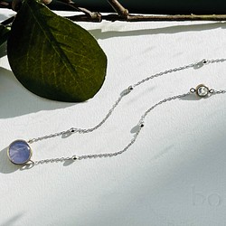 薄紫白スターサファイア＋ひと粒ムーンストーン✳︎K18WG ネックレス 1枚目の画像