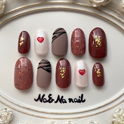 バレンタイン　チョコネイル チョコレート ショコラ ネイルチップ 付け爪 ネイルアート 1枚目の画像