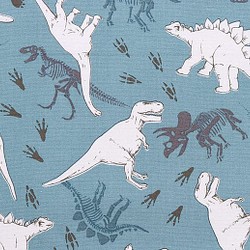 【生地】オックスプリント 恐竜 ・ダークグレー・綿100％・110ｃｍ巾×50ｃｍ単位 1枚目の画像