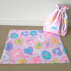 ランチョンマット☆巾着袋セット　バレリーナ　ピンク 1枚目の画像