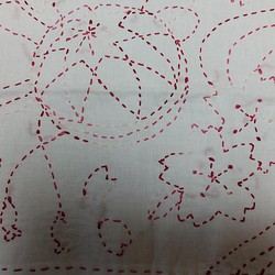 新作＊＊＊さしこ　刺し子　花布巾・てまりと桜、オリンパスデザイン(白、ピンク、紅色） 1枚目の画像
