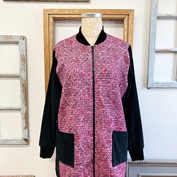 促銷價 ★ 時尚粗花呢 ❤️ 絲絨和粗花呢束腰夾克粉紅色黑色（無尺碼 M） 第1張的照片
