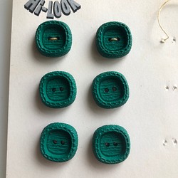 アンティーク ボタン 6個　ビンテージ 昭和 レトロ 個性的 ハンドメイド素材 日本製 ポップ アクセ 緑　グリーン 1枚目の画像