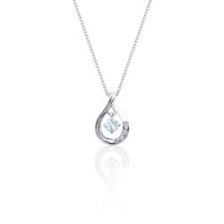 3月 誕生石 アクアマリン プラチナ しずく モチーフ の 揺れる 天然石 ダイヤモンド ネックレス 美輪宝石 1枚目の画像
