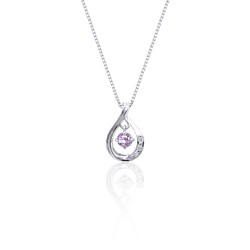 二月生日石紫水晶鉑金水滴形搖曳天然石鑽石項鍊 Miwa Jewelry 第1張的照片