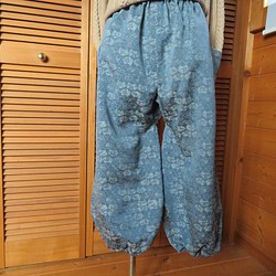 扇模様のもんぺパンツ　総丈９１ｃｍ　着物リメイク 1枚目の画像