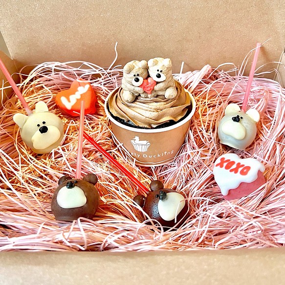 Valentine box / cup and lollipop set box /カップケーキ